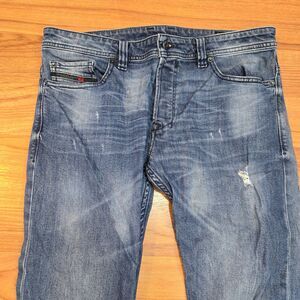 Diesel Jeans Men 33x30 Blue Safado Slim Straight Leg Cotton Stretch C84MX Grunge